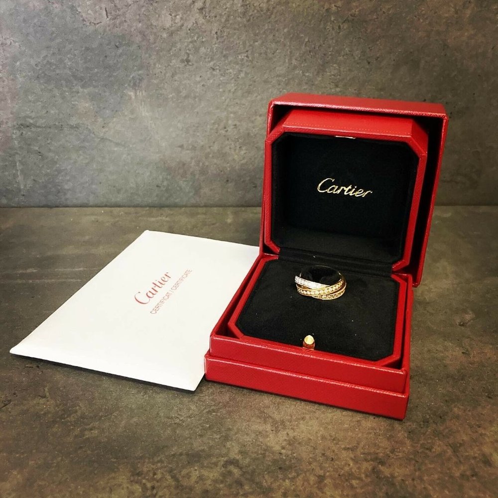Cartier Trinity Tricolor Diamond Ring w/ Box & Cer - Picture 7 of 9